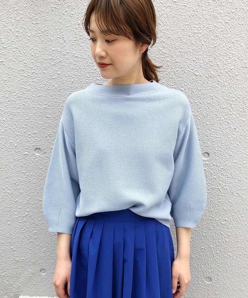 PICCIN(ピッチン)の「ガーター編みボートネックプルオーバー(ニット/セーター・レディース・ベージュ/ブルー/グリーン・MEDIUM)」の17枚目の写真