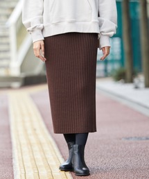 ワイドリブラメニットスカート