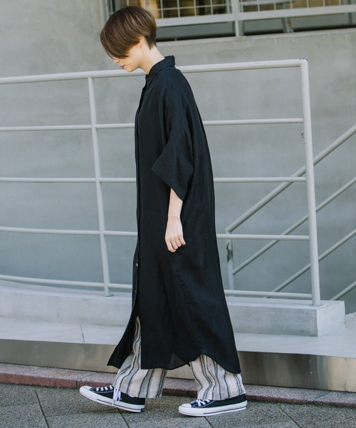 Munich(ミューニック)の「シアーリネンシャツワンピース(リゾート マキシワンピース)(シャツワンピース・レディース・ホワイト/ブラック/オレンジ・FREE)」の21枚目の写真