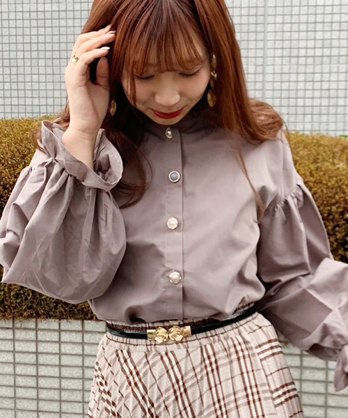 apres jour（アプレジュール）の「イロイロボタンハイネックブラウス【ZOZOTOWN限定アイテム】（シャツ/ブラウス・レディース・ブラック/オフホワイト/アイボリー/ライトグリーン/モカ/ラベンダー・フリー）」の9枚目の写真