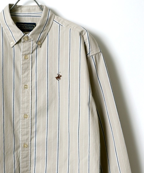 BEVERLY HILLS POLO CLUB（ビバリーヒルズポロクラブ）の「BEVERLY HILLS POLO CLUB/ビバリーヒルズポロクラブ  オーバーサイズ コットン 無地 ストライプ ロゴ ワンポイント刺繍 ボタンダウンシャツ/長袖シャツ/レディース メンズ（シャツ/ブラウス・メンズ・ベージュ/ネイビー/ブラウン/ベージュ系その他/ブルー系その他/ワイン/サックスブルー/ホワイト/ベージュ系その他2/ブルー系その他2/チャコールグレー/グリーン系その他/ライトインディゴブルー/インディゴブルー/イエロー系その他/グリーン系その他2/イエロー系その他2/ホワイト系その他/ライラック/カーキ・LL/M/L）」の6枚目の写真