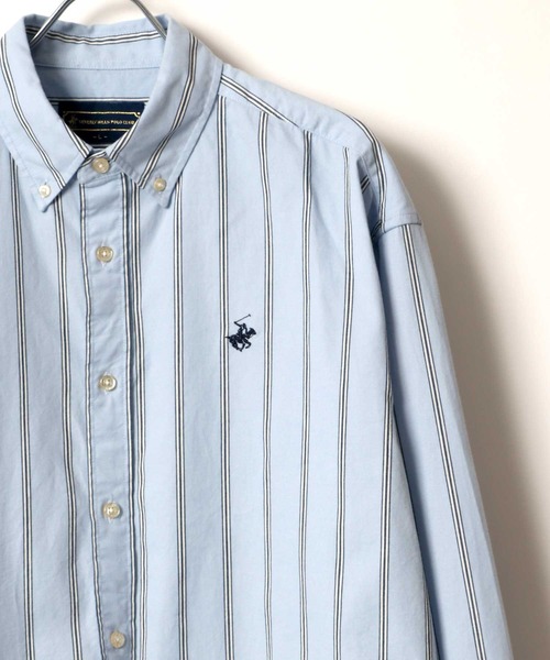 BEVERLY HILLS POLO CLUB（ビバリーヒルズポロクラブ）の「BEVERLY HILLS POLO CLUB/ビバリーヒルズポロクラブ  オーバーサイズ コットン 無地 ストライプ ロゴ ワンポイント刺繍 ボタンダウンシャツ/長袖シャツ/レディース メンズ（シャツ/ブラウス・メンズ・ベージュ/ネイビー/ブラウン/ベージュ系その他/ブルー系その他/ワイン/サックスブルー/ホワイト/ベージュ系その他2/ブルー系その他2/チャコールグレー/グリーン系その他/ライトインディゴブルー/インディゴブルー/イエロー系その他/グリーン系その他2/イエロー系その他2/ホワイト系その他/ライラック/カーキ・LL/M/L）」の15枚目の写真