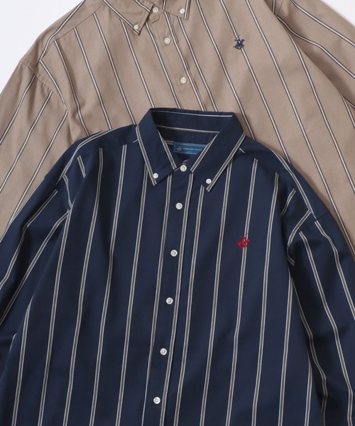 BEVERLY HILLS POLO CLUB（ビバリーヒルズポロクラブ）の「BEVERLY HILLS POLO CLUB/ビバリーヒルズポロクラブ  オーバーサイズ コットン 無地 ストライプ ロゴ ワンポイント刺繍 ボタンダウンシャツ/長袖シャツ/レディース メンズ（シャツ/ブラウス・メンズ・ベージュ/ネイビー/ブラウン/ベージュ系その他/ブルー系その他/ワイン/サックスブルー/ホワイト/ベージュ系その他2/ブルー系その他2/チャコールグレー/グリーン系その他/ライトインディゴブルー/インディゴブルー/イエロー系その他/グリーン系その他2/イエロー系その他2/ホワイト系その他/ライラック/カーキ・LL/M/L）」の16枚目の写真