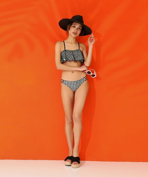 Dalfwin（ダールフィン）の「フレアフリルレースモノキニ（水着・レディース・ブラック/ホワイト/チェック・S/M/L）」の6枚目の写真