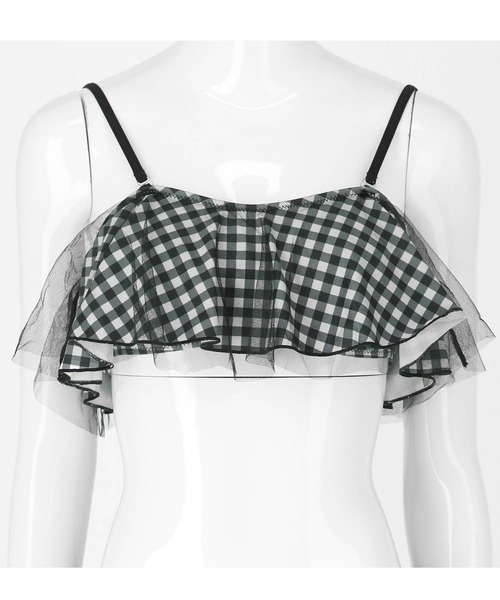 Dalfwin（ダールフィン）の「フレアフリルレースモノキニ（水着・レディース・ブラック/ホワイト/チェック・S/M/L）」の17枚目の写真