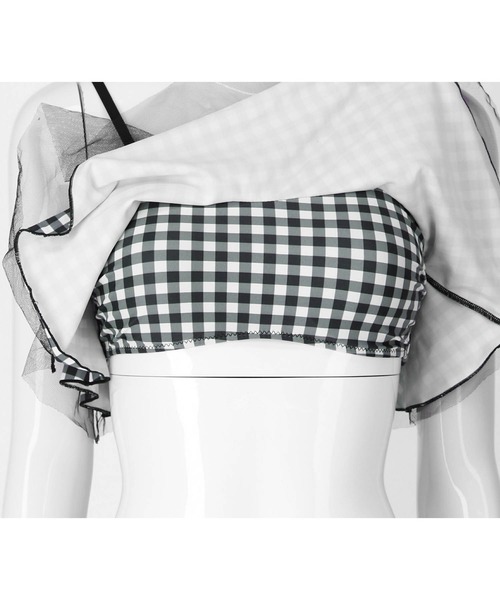 Dalfwin（ダールフィン）の「フレアフリルレースモノキニ（水着・レディース・ブラック/ホワイト/チェック・S/M/L）」の18枚目の写真