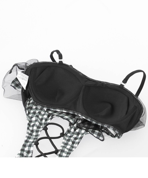 Dalfwin（ダールフィン）の「フレアフリルレースモノキニ（水着・レディース・ブラック/ホワイト/チェック・S/M/L）」の22枚目の写真