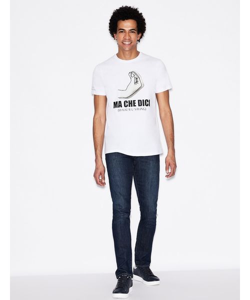 ARMANI EXCHANGE(アルマーニエクスチェンジ)の「【A|Xアルマーニ エクスチェンジ】イタリアンジェスチャーデザイン 半袖クルーネックTシャツ/SLIM(Tシャツ/カットソー・メンズ・ホワイト・LARGE/X-LARGE/SMALL/X-SMALL/MEDIUM)」の5枚目の写真
