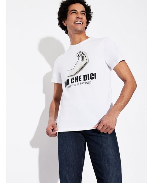 ARMANI EXCHANGE(アルマーニエクスチェンジ)の「【A|Xアルマーニ エクスチェンジ】イタリアンジェスチャーデザイン 半袖クルーネックTシャツ/SLIM(Tシャツ/カットソー・メンズ・ホワイト・LARGE/X-LARGE/SMALL/X-SMALL/MEDIUM)」の4枚目の写真