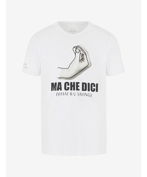 ARMANI EXCHANGE(アルマーニエクスチェンジ)の「【A|Xアルマーニ エクスチェンジ】イタリアンジェスチャーデザイン 半袖クルーネックTシャツ/SLIM(Tシャツ/カットソー・メンズ・ホワイト・LARGE/X-LARGE/SMALL/X-SMALL/MEDIUM)」の3枚目の写真