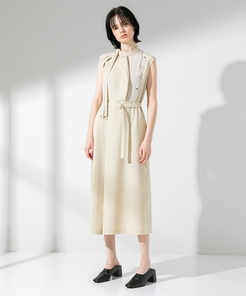 UNITED TOKYO（ユナイテッドトウキョウ）の「アシメトリックストアワンピース（ワンピース・レディース・ブラック/ベージュ/ブルー・0）」の4枚目の写真