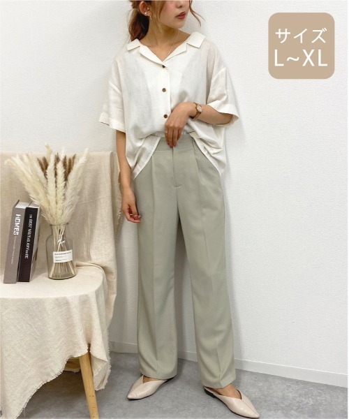 apres jour mignon(アプレジュールミニョン)の「【大きいサイズ】リネンクロスオープンカラーシャツ【ZOZOTOWN限定アイテム】(シャツ/ブラウス・レディース・アイボリー/ミント/ベージュ/ブラック・X-LARGE)」の9枚目の写真