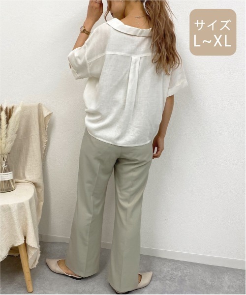 apres jour mignon(アプレジュールミニョン)の「【大きいサイズ】リネンクロスオープンカラーシャツ【ZOZOTOWN限定アイテム】(シャツ/ブラウス・レディース・アイボリー/ミント/ベージュ/ブラック・X-LARGE)」の10枚目の写真