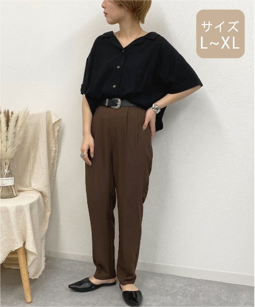 apres jour mignon(アプレジュールミニョン)の「【大きいサイズ】リネンクロスオープンカラーシャツ【ZOZOTOWN限定アイテム】(シャツ/ブラウス・レディース・アイボリー/ミント/ベージュ/ブラック・X-LARGE)」の15枚目の写真