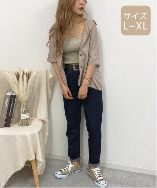 apres jour mignon(アプレジュールミニョン)の「【大きいサイズ】リネンクロスオープンカラーシャツ【ZOZOTOWN限定アイテム】(シャツ/ブラウス・レディース・アイボリー/ミント/ベージュ/ブラック・X-LARGE)」の21枚目の写真
