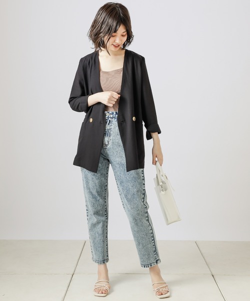 natural couture（ナチュラルクチュール）の「ベルト付きストレッチデニムパンツ（デニムパンツ・レディース・オフホワイト/ブルー/ケミカルウォッシュ・SMALL/MEDIUM）」の14枚目の写真