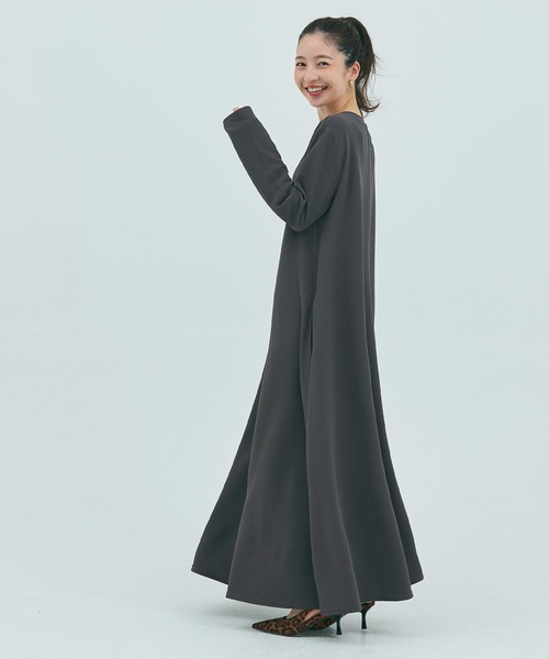 エンボス加工Aラインフレアワンピース（ワンピース）｜coca