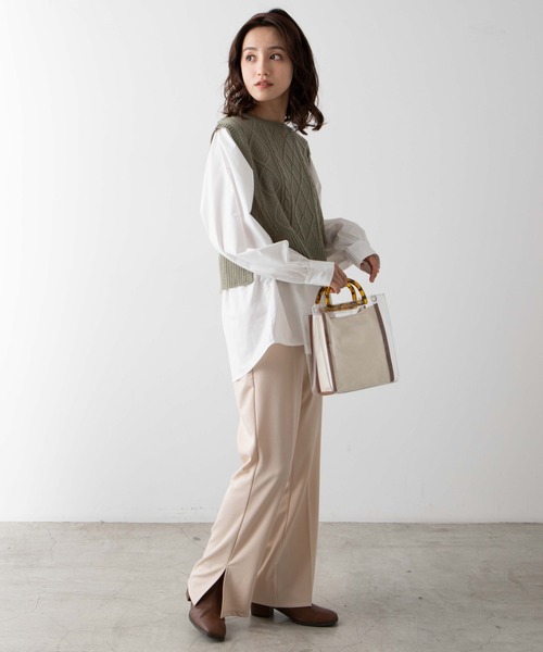 WEGO（ウィゴー）の「WEGO/ポンチスリットフレアパンツ（スラックス・レディース・ダークブラウン/パープル/ブラック/アイボリー/グリーン系その他・SMALL/MEDIUM）」の21枚目の写真