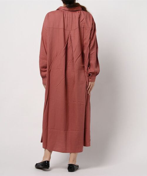 HONEYSUCKLE ROSE（ハニーサックルローズ）の「【HONEYSUCKLE ROSE】テントラインワンピース（シャツワンピース・レディース・オフホワイト/ライトブラウン/ピンク・M/L）」の5枚目の写真