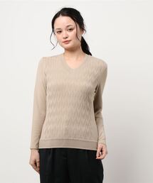 【HANAE MORI】ヘリンボーンニットプルオーバー