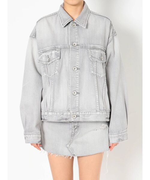 GYDA（ジェイダ）の「カラーケミカルデニムGジャン（デニムジャケット・レディース・ライトグレー/ベージュ/アイボリー/ライトブルー・FREE）」の21枚目の写真