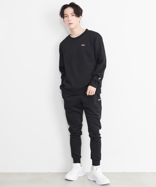 【セール】【FILA/フィラ】WEB限定 別注 ワンポイント ロゴ刺繍 ワンマイルウェア セットアップ スウェット ビッグシルエット トレーナー&ジョガーパンツ 裏毛（ルームウェア/パジャマ）｜FILA（フィラ）