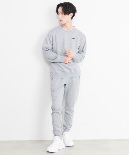 【セール】【FILA/フィラ】WEB限定 別注 ワンポイント ロゴ刺繍 ワンマイルウェア セットアップ スウェット ビッグシルエット トレーナー&ジョガーパンツ 裏毛（ルームウェア/パジャマ）｜FILA（フィラ）