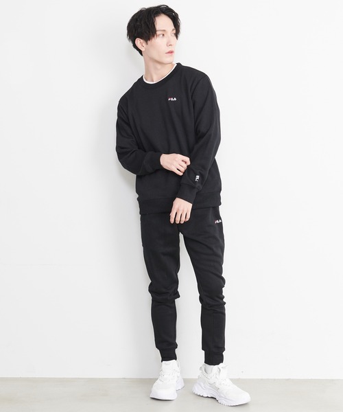 【セール】【FILA/フィラ】WEB限定 別注 ワンポイント ロゴ刺繍 ワンマイルウェア セットアップ スウェット ビッグシルエット トレーナー&ジョガーパンツ 裏毛（ルームウェア/パジャマ）｜FILA（フィラ）