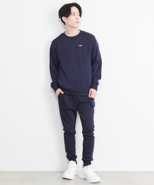 【セール】【FILA/フィラ】WEB限定 別注 ワンポイント ロゴ刺繍 ワンマイルウェア セットアップ スウェット ビッグシルエット トレーナー&ジョガーパンツ 裏毛（ルームウェア/パジャマ）｜FILA（フィラ）