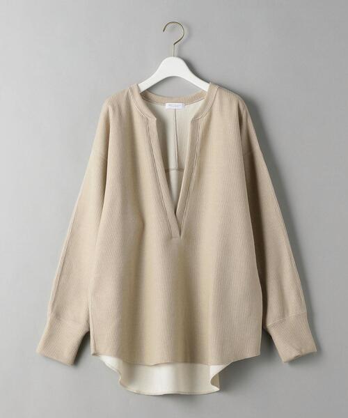 BEAUTY&YOUTH UNITED ARROWS（ビューティーアンドユースユナイテッドアローズ）の「BY ダブルフェイスディープVネックプルオーバーカットソー（Tシャツ/カットソー・レディース・コバルトブルー/ブラック/ナチュラル/ライム/オフホワイト・FREE）」の20枚目の写真