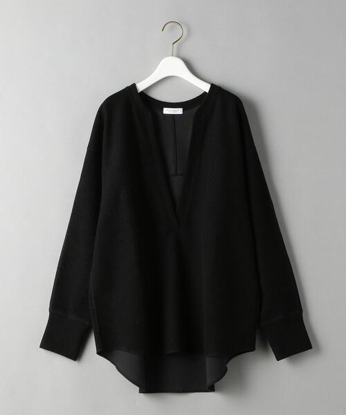 BEAUTY&YOUTH UNITED ARROWS（ビューティーアンドユースユナイテッドアローズ）の「BY ダブルフェイスディープVネックプルオーバーカットソー（Tシャツ/カットソー・レディース・コバルトブルー/ブラック/ナチュラル/ライム/オフホワイト・FREE）」の14枚目の写真
