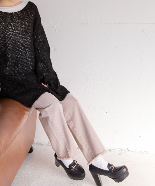 Mysa&Liina(ミーサリーナ)の「センターシームフリンジカラーデニムパンツ(デニムパンツ・レディース・パープル/オフホワイト/イエロー/ピンク/ミント/グレー/サックスブルー・M)」の19枚目の写真