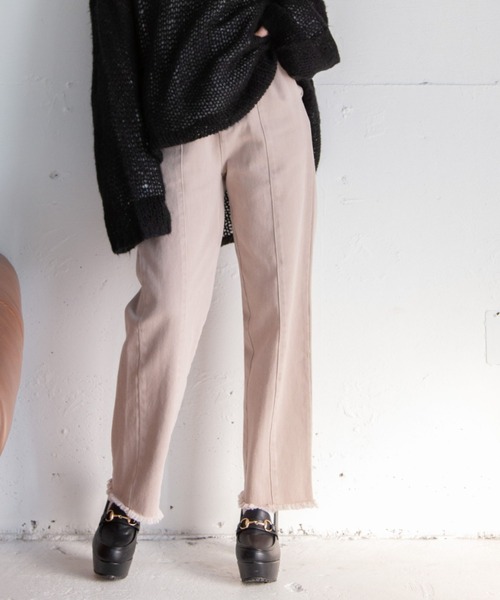 Mysa&Liina(ミーサリーナ)の「センターシームフリンジカラーデニムパンツ(デニムパンツ・レディース・パープル/オフホワイト/イエロー/ピンク/ミント/グレー/サックスブルー・M)」の18枚目の写真