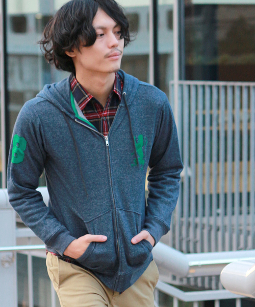 GIORDANO（ジョルダーノ）の「[GIORDANO]ライオン刺繍フルジップスウェットパーカー（パーカー・メンズ・ブラック/グレー/ブルー/オレンジ/レッド/カーキ・LARGE/MEDIUM/X-LARGE）」の5枚目の写真