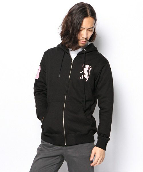 GIORDANO（ジョルダーノ）の「[GIORDANO]ライオン刺繍フルジップスウェットパーカー（パーカー・メンズ・ブラック/グレー/ブルー/オレンジ/レッド/カーキ・LARGE/MEDIUM/X-LARGE）」の2枚目の写真