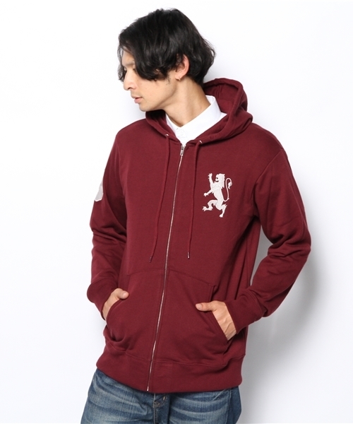 GIORDANO（ジョルダーノ）の「[GIORDANO]ライオン刺繍フルジップスウェットパーカー（パーカー・メンズ・ブラック/グレー/ブルー/オレンジ/レッド/カーキ・LARGE/MEDIUM/X-LARGE）」の6枚目の写真