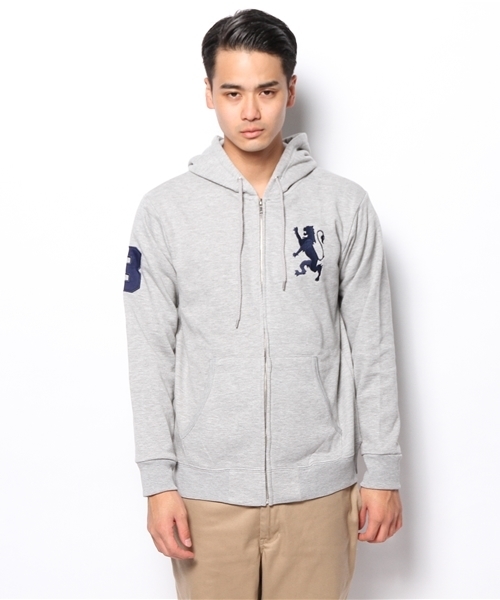 GIORDANO（ジョルダーノ）の「[GIORDANO]ライオン刺繍フルジップスウェットパーカー（パーカー・メンズ・ブラック/グレー/ブルー/オレンジ/レッド/カーキ・LARGE/MEDIUM/X-LARGE）」の11枚目の写真