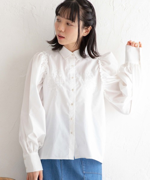 Mysa&Liina(ミーサリーナ)の「レトロ刺繍ブラウス(シャツ/ブラウス・レディース・オフホワイト/ブラック/グレイッシュベージュ・M)」の18枚目の写真