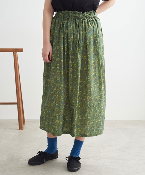 chambre de charme（シャンブルドゥシャーム）の「cdc ドビー コクリコプリント　ギャザースカート（スカート・レディース・ネイビー/カーキ・FREE）」の18枚目の写真