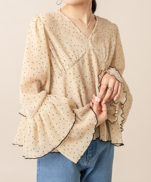 mline（エムライン）の「[mline] WEB限定 ドビードットシフォンブラウス（シャツ/ブラウス・レディース・ホワイト/ブラック/ベージュ・FREE）」の3枚目の写真