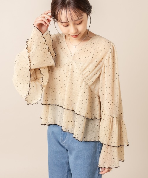 mline（エムライン）の「[mline] WEB限定 ドビードットシフォンブラウス（シャツ/ブラウス・レディース・ホワイト/ブラック/ベージュ・FREE）」の4枚目の写真