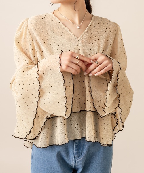 mline（エムライン）の「[mline] WEB限定 ドビードットシフォンブラウス（シャツ/ブラウス・レディース・ホワイト/ブラック/ベージュ・FREE）」の10枚目の写真