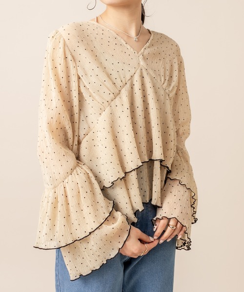 mline（エムライン）の「[mline] WEB限定 ドビードットシフォンブラウス（シャツ/ブラウス・レディース・ホワイト/ブラック/ベージュ・FREE）」の7枚目の写真