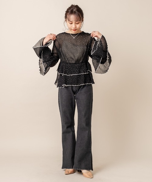 mline（エムライン）の「[mline] WEB限定 ドビードットシフォンブラウス（シャツ/ブラウス・レディース・ホワイト/ブラック/ベージュ・FREE）」の20枚目の写真