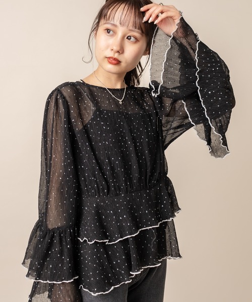 mline（エムライン）の「[mline] WEB限定 ドビードットシフォンブラウス（シャツ/ブラウス・レディース・ホワイト/ブラック/ベージュ・FREE）」の15枚目の写真