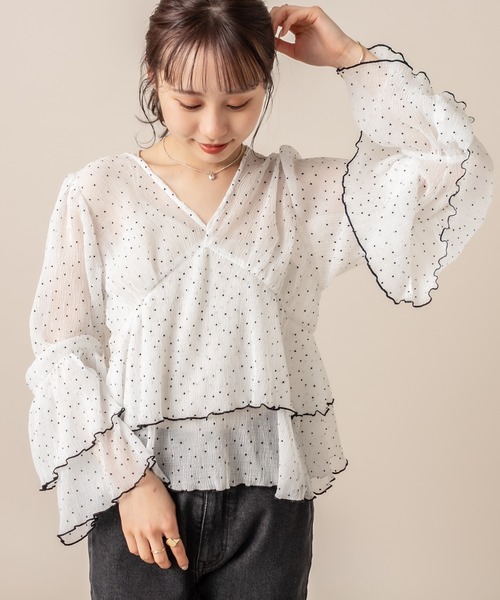 mline（エムライン）の「[mline] WEB限定 ドビードットシフォンブラウス（シャツ/ブラウス・レディース・ホワイト/ブラック/ベージュ・FREE）」の9枚目の写真