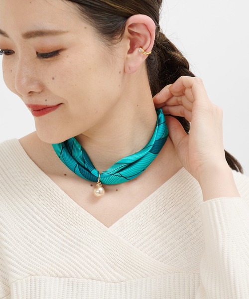 ear PAPILLONNER スカーフ ear PAPILLONNER ネックレス 花柄スカーフネックレス レディース