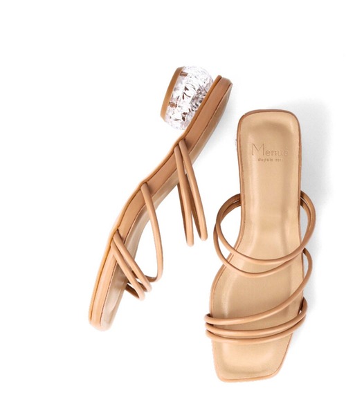 menue（メヌエ）の「スクエアトゥ5連ストラップクリアヒールサンダル（サンダル・レディース・ライトグリーン/ベージュ系その他/ブラック/ホワイト/ゴールド/ブラウン系その他/ラベンダー・L/XS/XXS/LL/3L/S/M）」の5枚目の写真