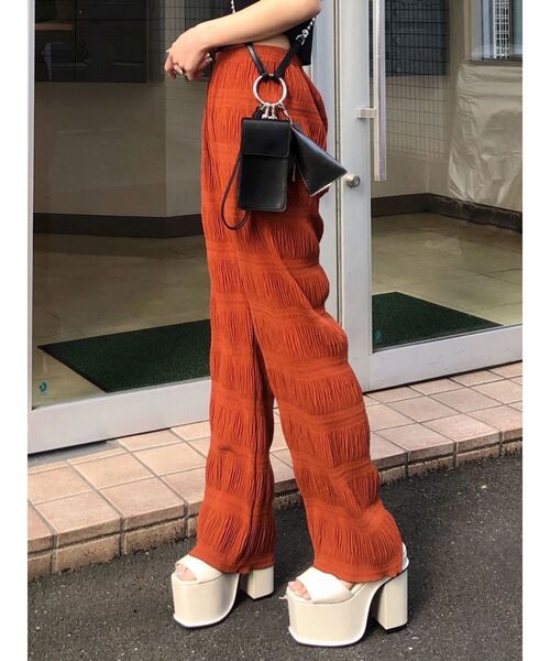 EMODA（エモダ）の「シャーリングラフパンツ（その他パンツ・レディース・ホワイト/ブラック/グレー/オレンジ/ミント・FREE）」の5枚目の写真