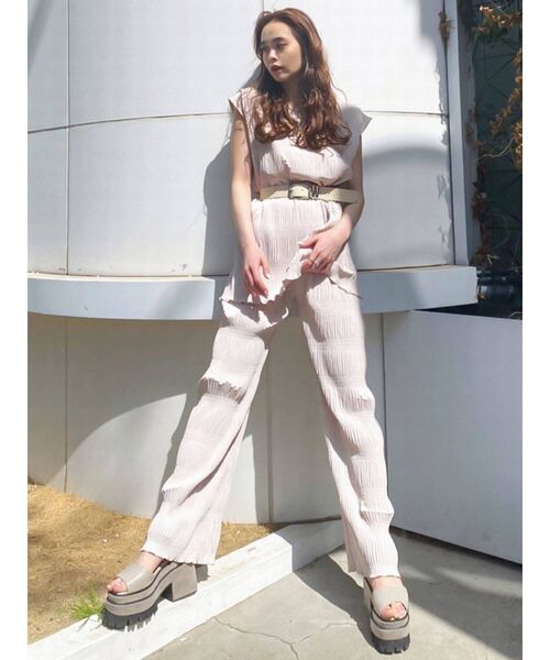 EMODA（エモダ）の「シャーリングラフパンツ（その他パンツ・レディース・ホワイト/ブラック/グレー/オレンジ/ミント・FREE）」の16枚目の写真